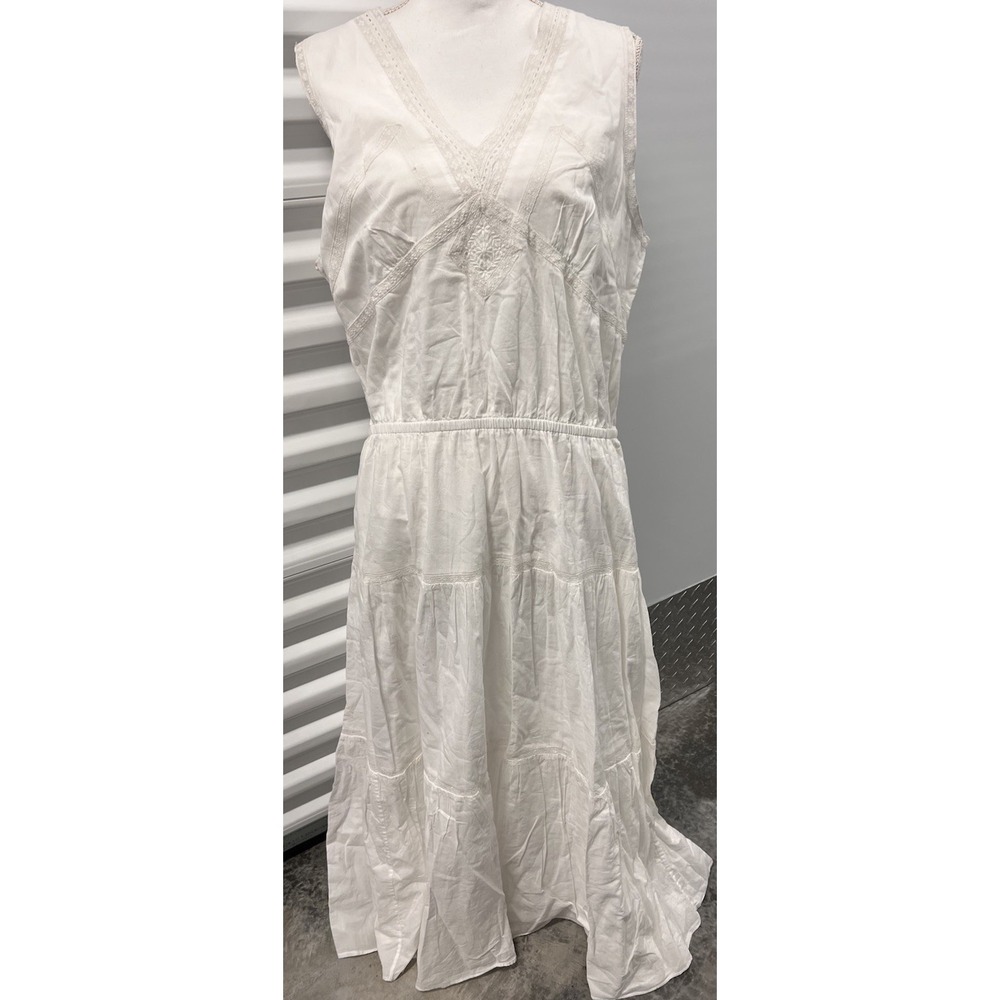 Lauren Ralph Lauren Womens Maxi Dress Bohemian Laced Sz 16 White